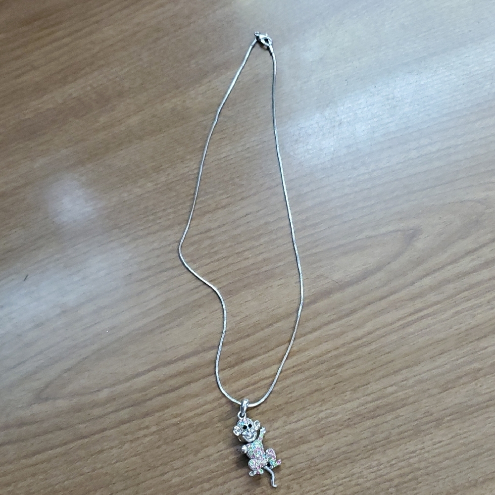 Silver Necklace with Monkey Pendant